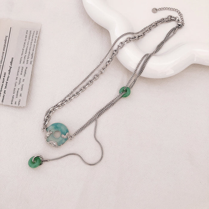 Wholesale necklace female ins niche design round jade tassel JDC-NE-NQ001