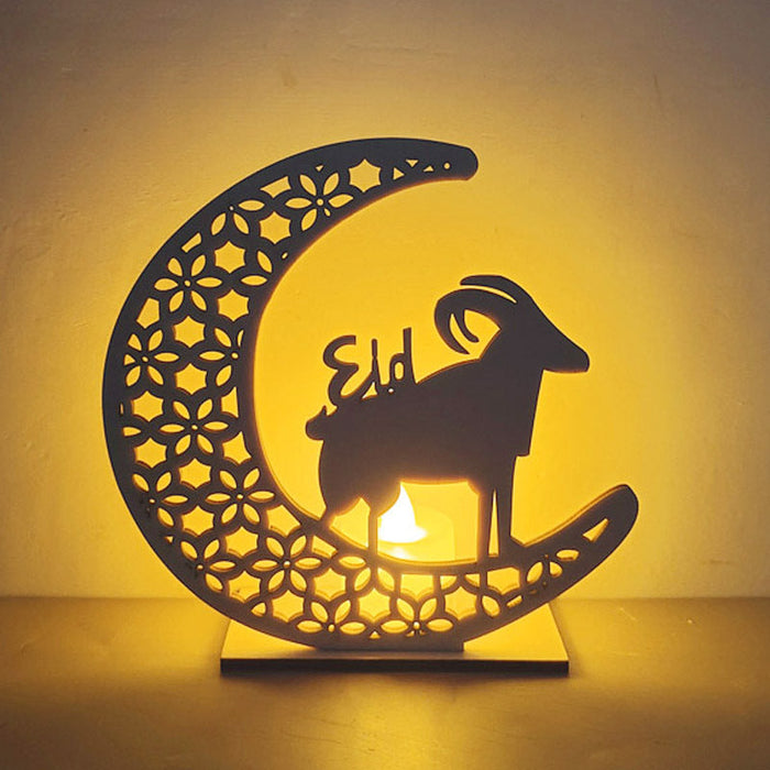 Wholesale Wooden Crafts Eid al-Adha Decoration Moon Lamp JDC-DCN-MoWei001
