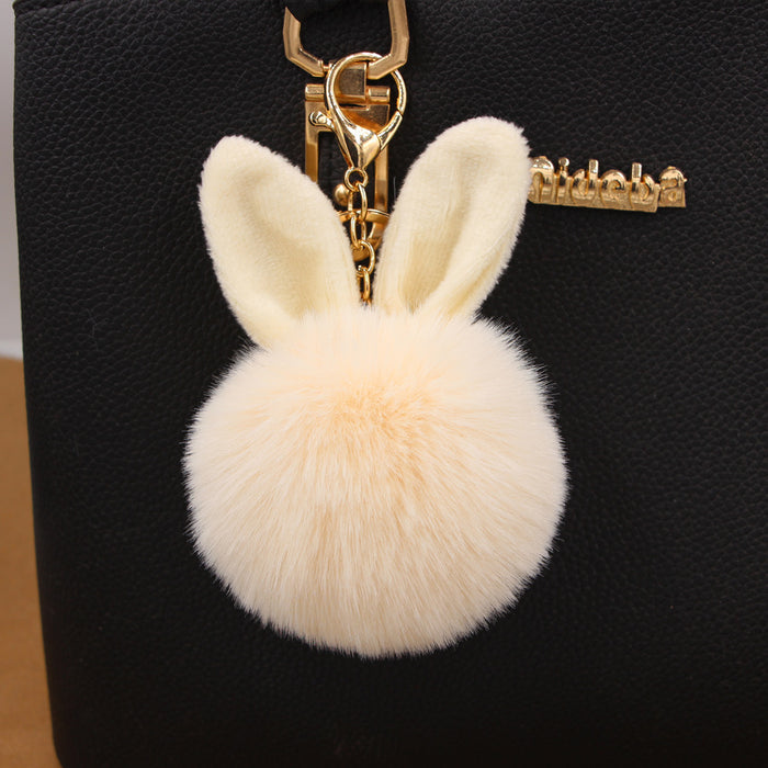Wholesale Rabbit Ears Fur Ball Plush Keychain Hanging JDC-KC-ZuGe080