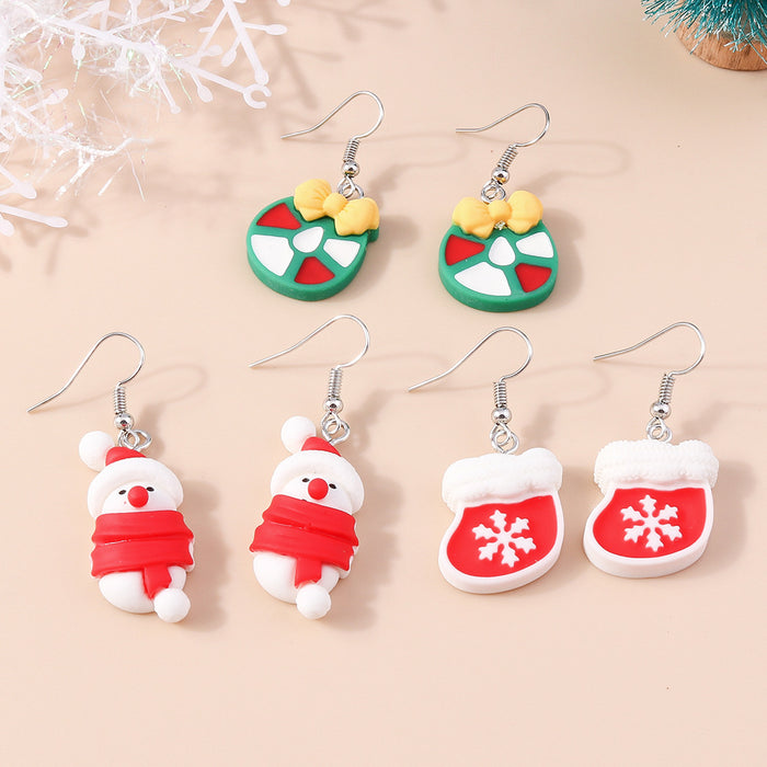 Wholesale Earring Plastic Christmas Snowflake Bow Pendant JDC-ES-yseng004