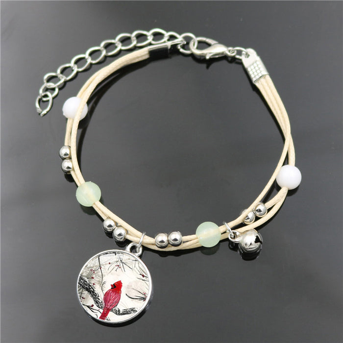 Wholesale Bracelet Alloy Glass Sheet Cardinals JDC-BT-HengX024