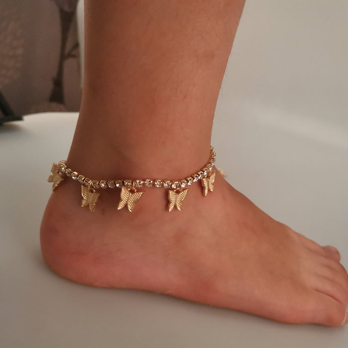 Los pies colgantes de mariposa de dhinestone al por mayor son elementos populares de mariposas nuevos JDC-as-Hanm