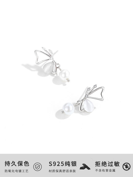 Wholesale Earrings Silver Butterfly Tassel Stud Earrings JDC-ES-Congz042