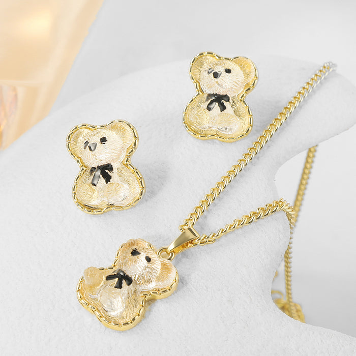 Wholesale Pearl Bear Pendant Necklace Accessories Sweater Chain JDC-NE-ManY009