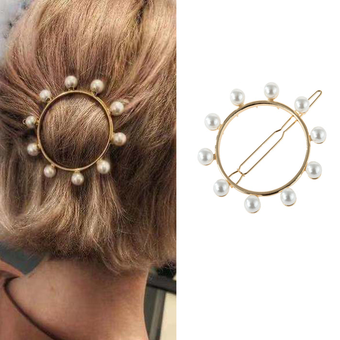 Wholesale Hair Clips Alloy Skeleton Ring Scatter Pearl JDC-HC-Jingjie011