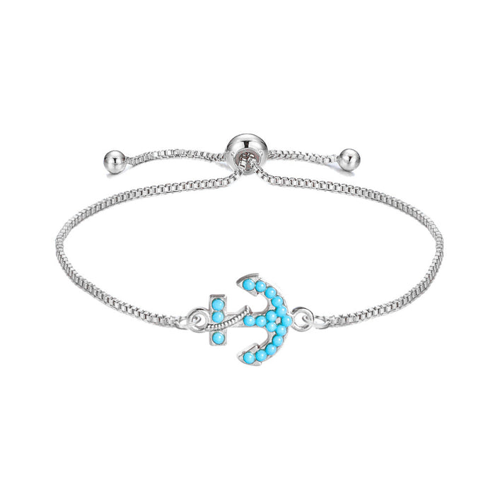Wholesale Bracelet Alloy Diamond Set Turquoise Guardian Bracelet MOQ≥2 JDC-BT-XiaoM006