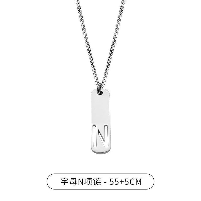 Collares al por mayor Letras simples de acero titanio MOQ≥2 JDC-NNE-LIL005