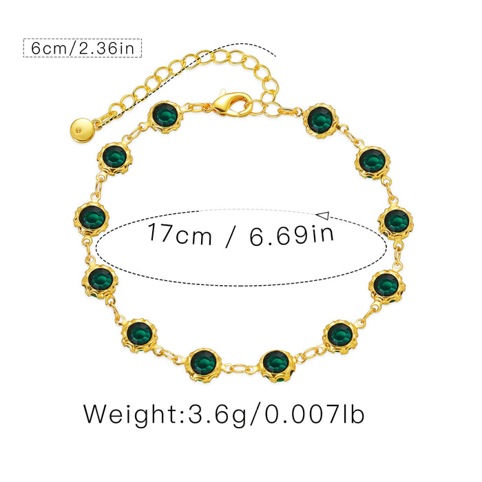 Brazalete al por mayor de cobre incrustado joyas de circón verde oscuro MOQ≥2 JDC-BT-XIL002