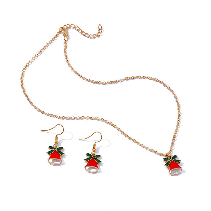 Wholesale Earring Alloy Enamel Christmas Bell Cartoon Necklace Set MOQ≥2 JDC-ES-HaoBiao004