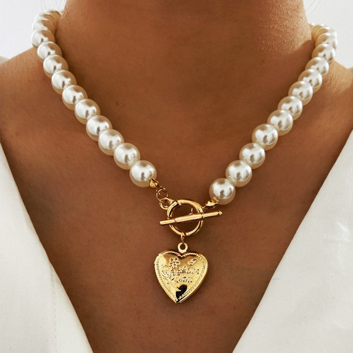 Wholesale Necklace Pearl Alloy Heart JDC-NE-F277