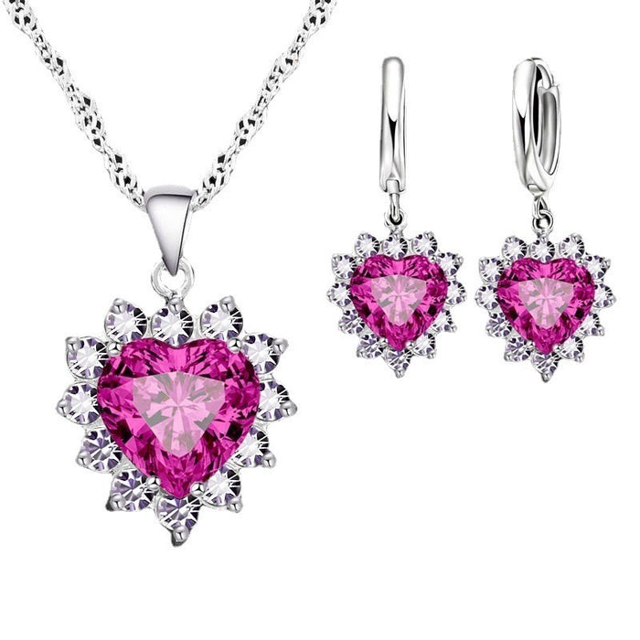 Wholesale Heart Earring Necklace Jewelry Set JDC-NE-LiuY001