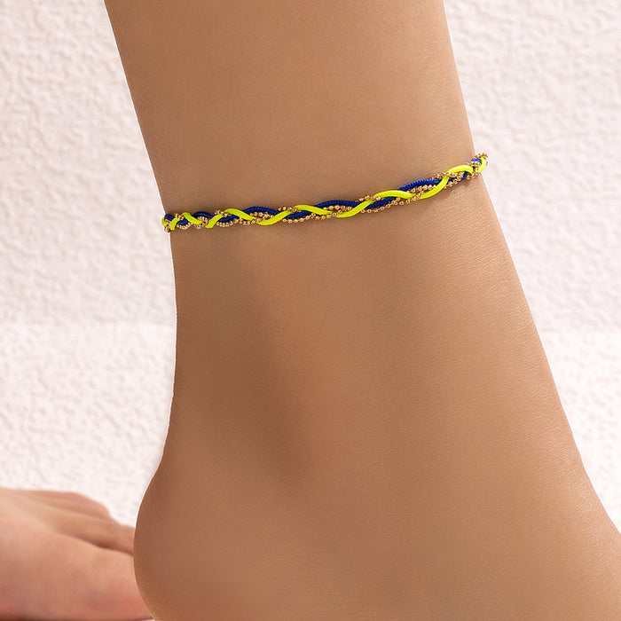 Wholesale Ethnic Wind Braided Twist Color Cord Anklets Single MOQ≥2 JDC-AS-MoM001