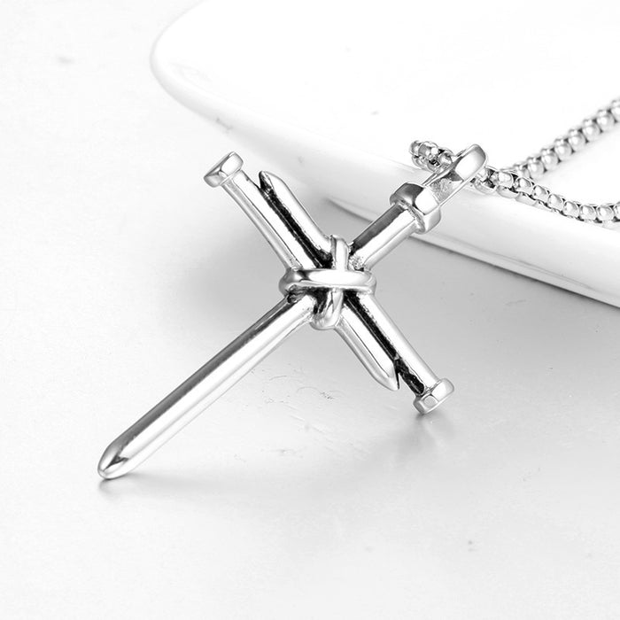 Wholesale Alloy Cast Steel Nail Cross Pendant Necklace for Men and Women JDC-NE-XunO046
