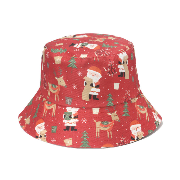 Wholesale Hat Santa Claus Fawn Snowman Print Pot Hat MOQ≥2 JDC-FH-YuanB004