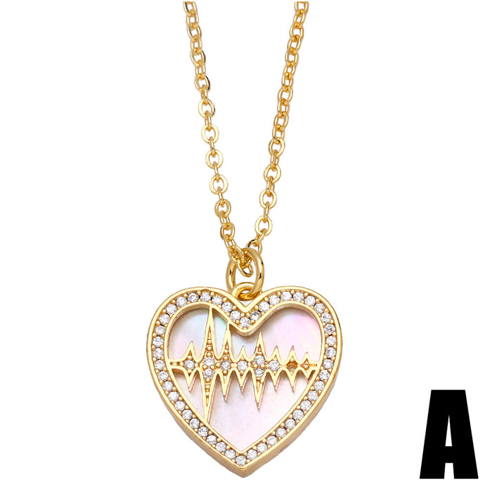 Wholesale Alloy Necklace Creative Fashion Love ECG Shell Clavicle Chain JDC-NE-AS592