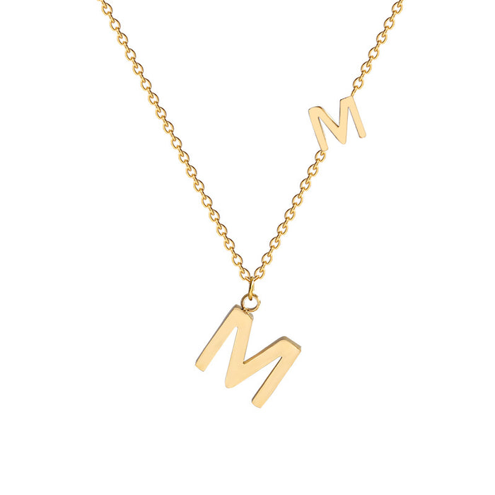 Wholesale Necklaces Titanium Steel Letter M Necklace JDC-NE-YinS035