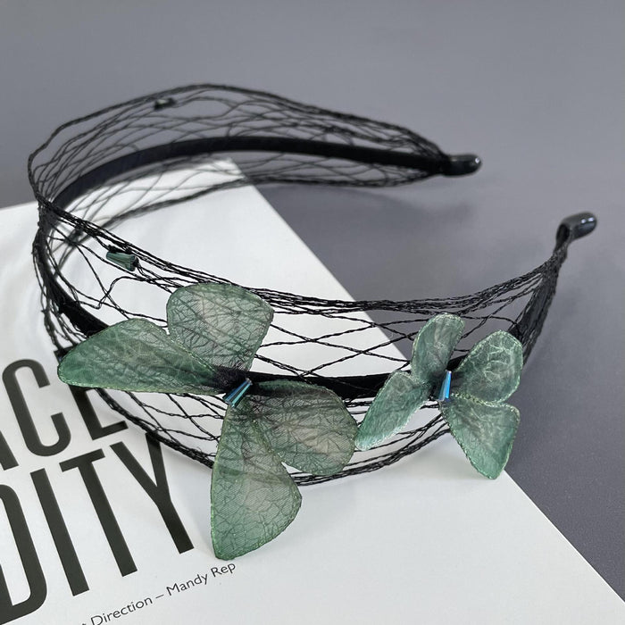 Wholesale Headband Fabric Embroidered Butterfly Crystal Headband MQO≥2 JDC-HD-HuaQiao001