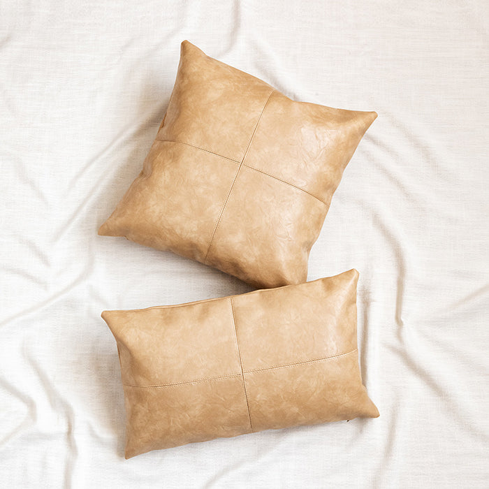 Wholesale Nordic Simple Solid Color PU Stitching Geometric Square Cushion Cover JDC-PW-Chaose001