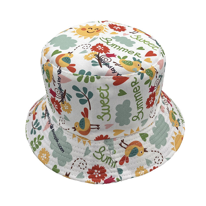 Wholesale Bee Flower Print Cotton Bucket Hat JDC-FH-AXing003