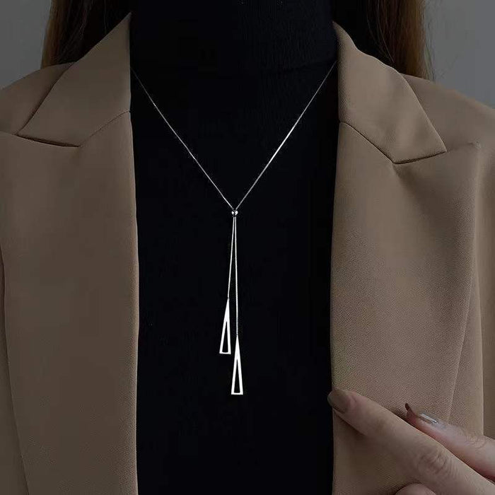 Wholesale Necklaces Alloy Frigid Wind Triangle Sweater Chain Geometric Pull MOQ≥2 JDC-NE-ChunY002