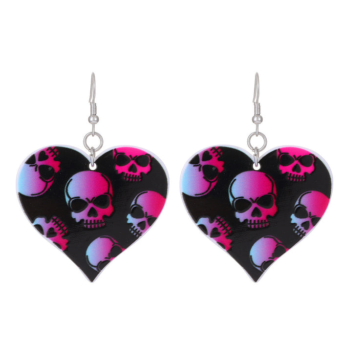 Wholesale Earrings Halloween Dark Skull Heart Shaped Funny Spider JDC-ES-D002