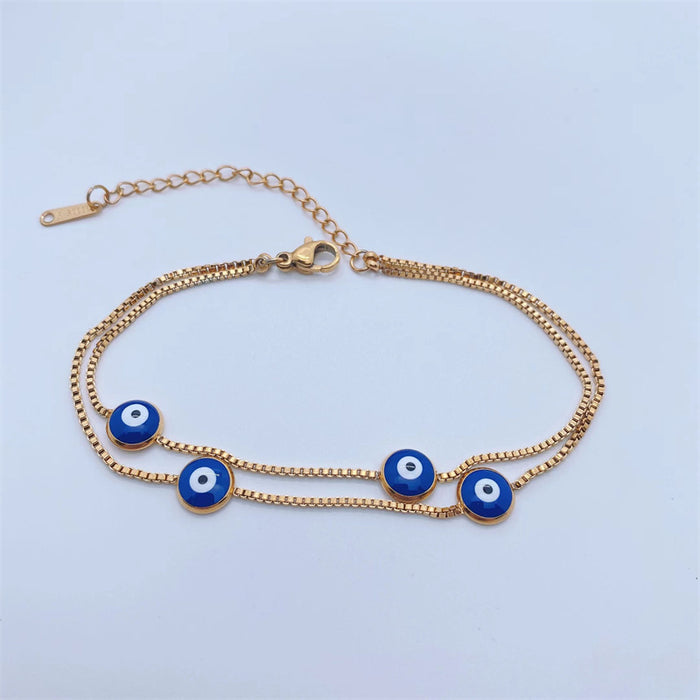 Wholesale Bracelet Titanium Steel Blue Eyes Simple Double Layer JDC-BT-DingP010
