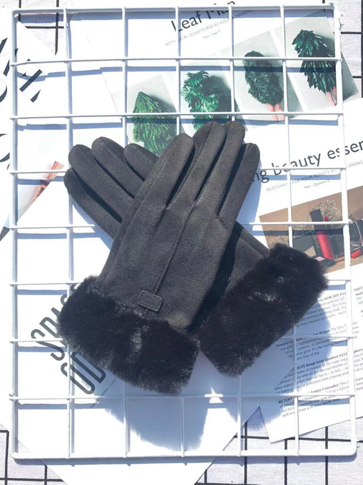 Wholesale Gloves Suede Warm Fleece Touch Screen MOQ≥2 JDC-GS-MeiN008