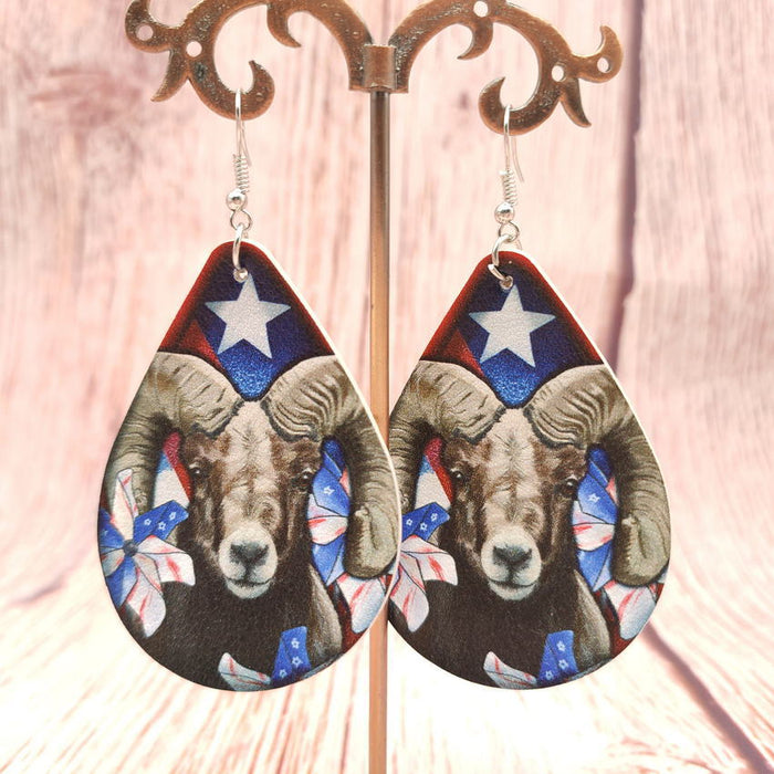 Jewelry WholesaleWholesale Independence Day Stars Flag Bighorn Sheep Animal Pattern Earrings JDC-ES-KDL009 Earrings 坎德拉 %variant_option1% %variant_option2% %variant_option3%  Factory Price JoyasDeChina Joyas De China