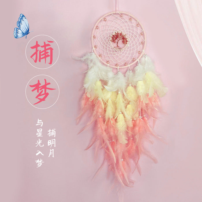 Wholesale Dream Catcher Feather Crystal Stone Life Tree Woven Wind Chime MOQ≥2 JDC-DC-MYing020
