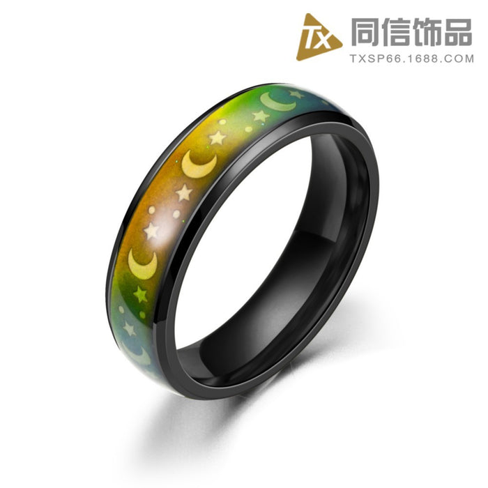 Wholesale Rings Stainless Steel Temperature Sensitive Mood Discoloration Stars Moon MOQ≥2 JDC-RS-TongX002