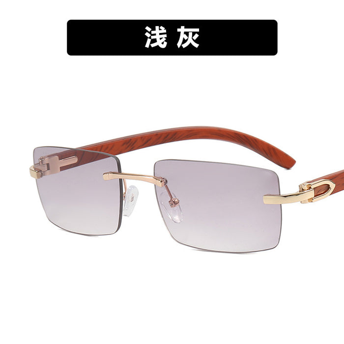 Wholesale Frameless Cut Edge Wood Grain Leg Sunglasses Men's Sunglasses JDC-SG-PLS067