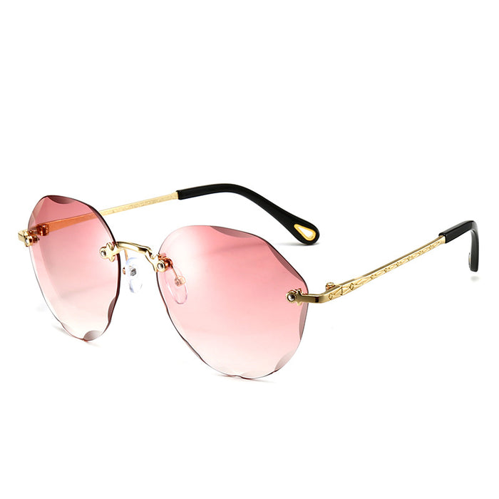 Wholesale Frameless Cut Edge Ladies Sunglasses Show Face Small Polygon MOQ≥2 JDC-SG-BoL001