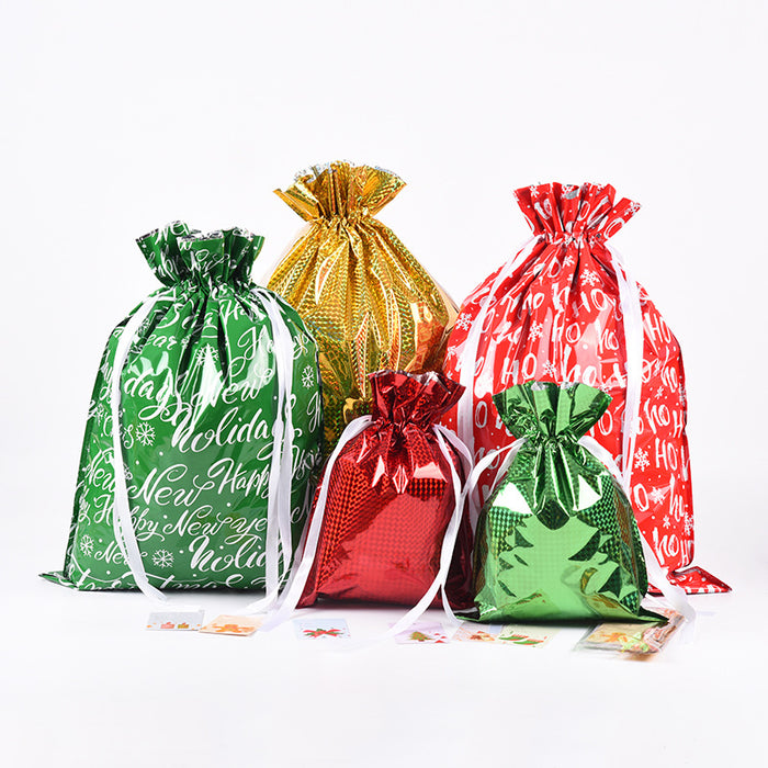 Wholesale Gift Bag Plastic Christmas Print Drawstring Drawstring Mouth Candy Bag MOQ≥2 JDC-GB-Shenao003