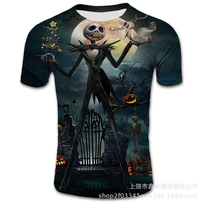 Wholesale T-shirt Halloween Skull Milk Silk 3D Digital Printing JDC-TS-XinO001