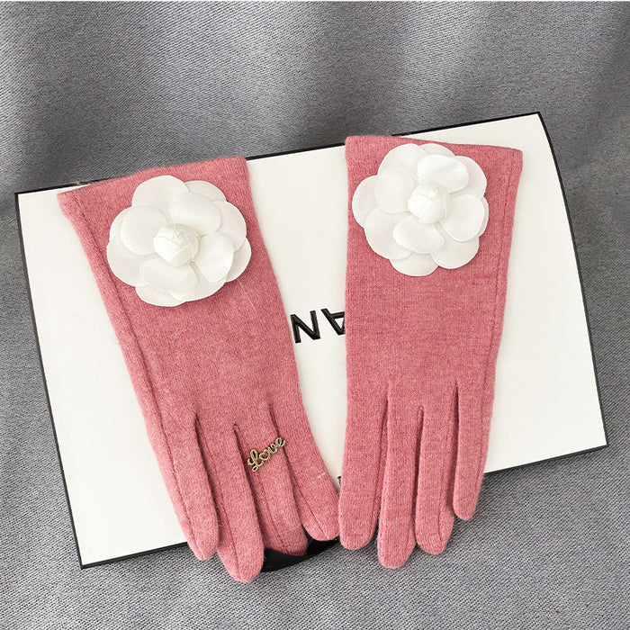 Wholesale Gloves Wool Camellia Warm Touch Screen JDC-GS-BX020