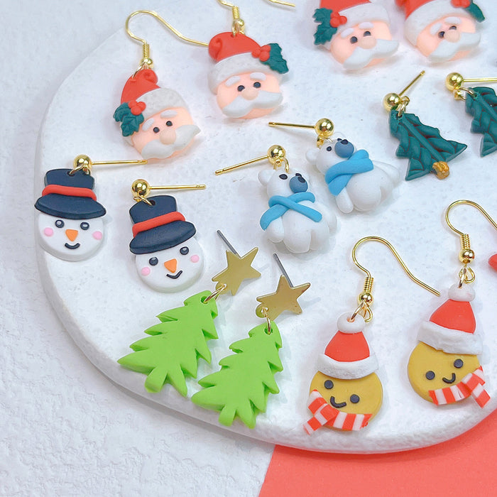 Wholesale Earrings Polymer Clay Christmas Tree Snowflake Christmas Hat Star JDC-ES-PH004