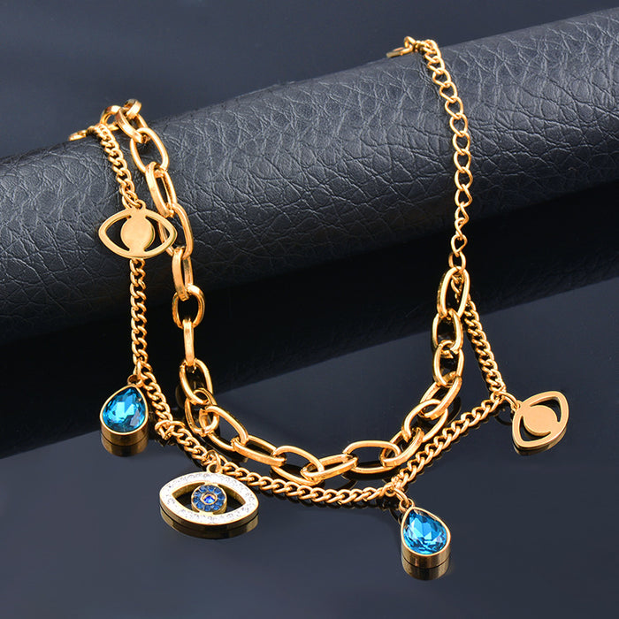 Wholesale Bracelet Stainless Steel Blue Water Drop Eyes Cross Love Heart Pendant JDC-BT-KMeng006