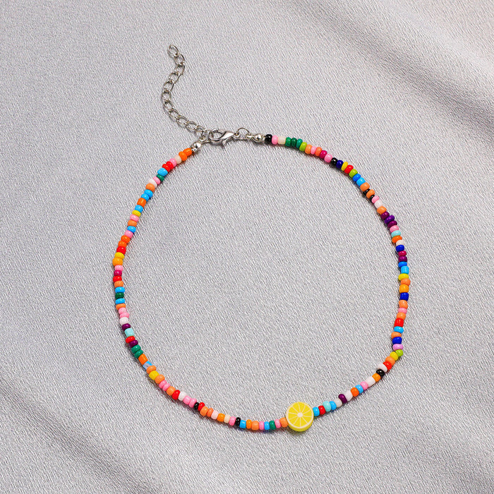 Wholesale Necklace Boho Short Handmade Colorful Rice Beads JDC-NE-KAN008