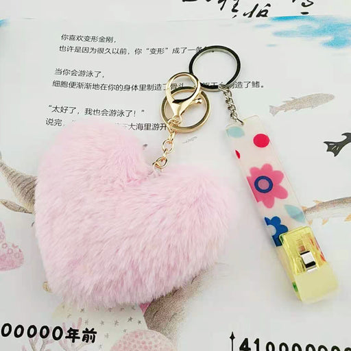 Jewelry WholesaleWholesale Heart Shaped Hair Ball Plastic Contactless Card Picker Keychain JDC-KC-YiC004 Keychains 义创 %variant_option1% %variant_option2% %variant_option3%  Factory Price JoyasDeChina Joyas De China