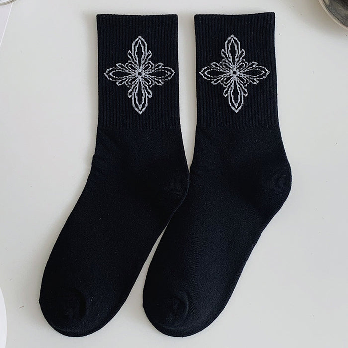 Wholesale black and white socks women's socks for spring and summer outer wear (F) JDC-SK-CYu005