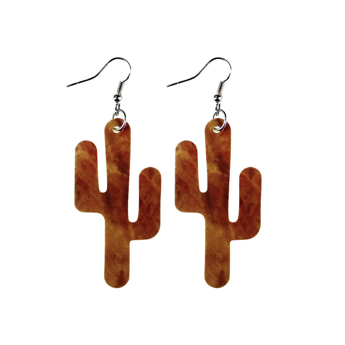 Wholesale Leather Earrings Southwest Popular Cactus Marble JDC-ES-dih005