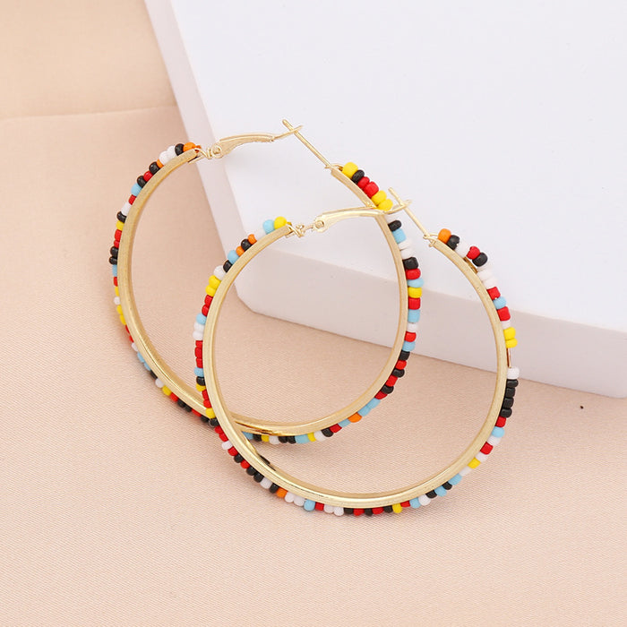 Wholesale Rice Beads Colorful Geometric Square Earrings JDC-ES-Bingm029