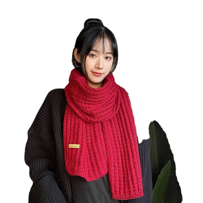 Wholesale Scarf Thick Wool Solid Color Warm Knit Scarf MOQ≥2 JDC-SF-Xinrong003
