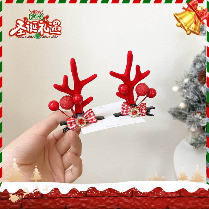 Wholesale Hair Clips Resin Fabric Plush Elk Antlers Child Cartoon Cute Christmas JDC-HC-WangFeng008
