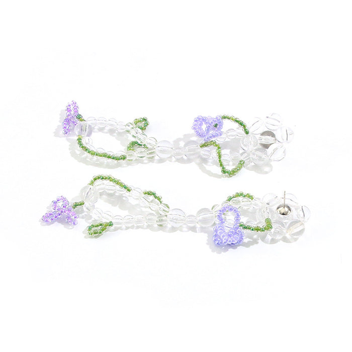 Wholesale Royal Style White Tassel Floral Beaded Irregular Earrings JDC-ES-Pak002