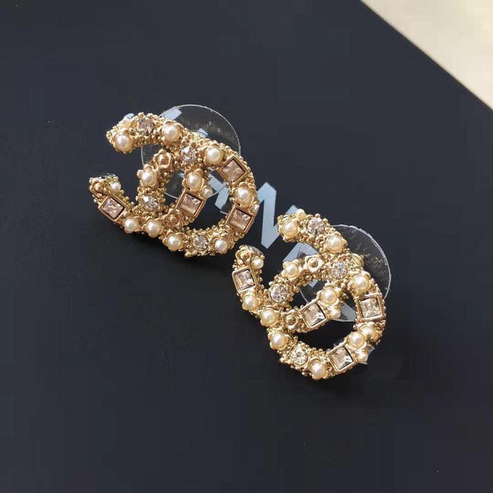 Jewelry WholesaleWholesale Pearl Rhinestone S925 Silver Post Brass Earrings MOQ≥2 JDC-ES-LQue002 Earrings 蓝鹊 %variant_option1% %variant_option2% %variant_option3%  Factory Price JoyasDeChina Joyas De China