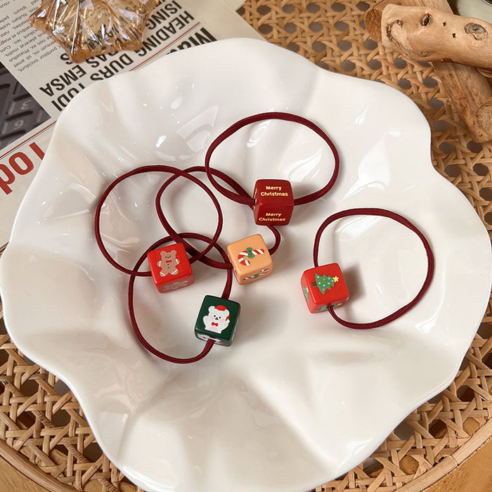 Wholesale Hair Scrunchies Plastic Resin Christmas Collection Cubes Bears JDC-HS-MS020