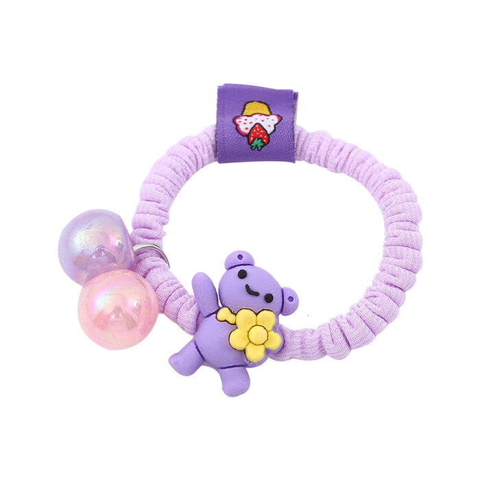 Wholesale hair rope acrylic children's purple bear flowers JDC-HS-ShangZe002