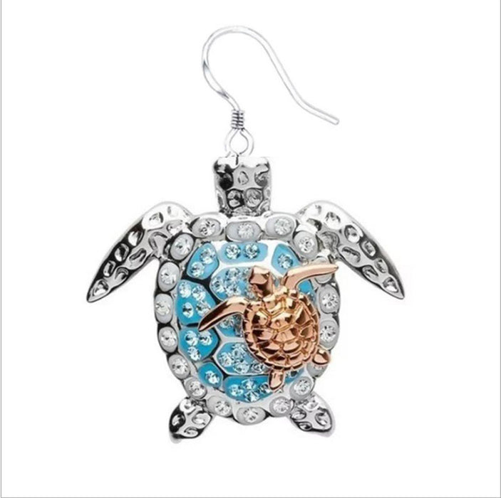 Wholesale Turtle Alloy Diamond Earrings Ring Necklace Set MOQ≥2 JDC-ES-Zhenlin001