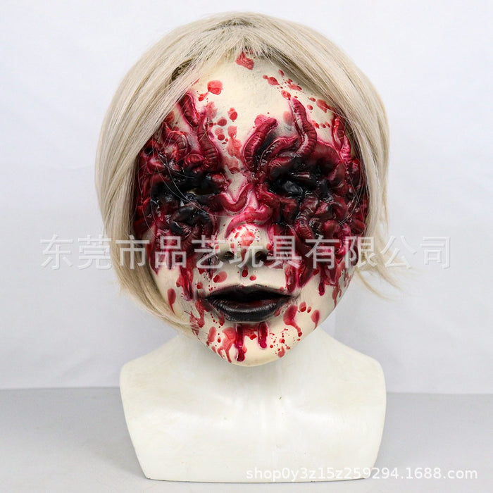 Wholesale Latex Halloween Ball Horror White Hair Female Ghost Mask JDC-FM-PinY004